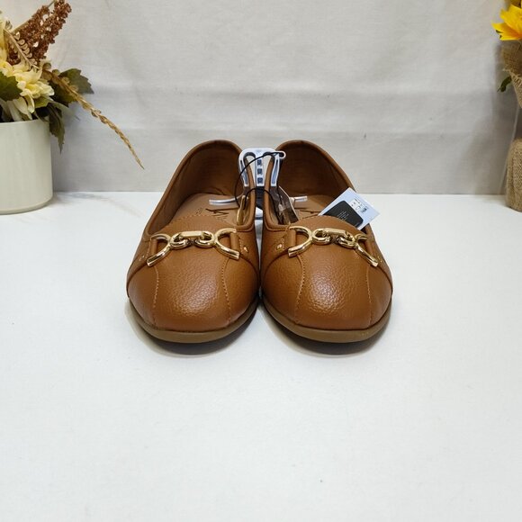 Aerosoles Big Ben Buckle Ballet Flats 11W Cognac Faux Leather Diamond Flex Sole - Picture 4 of 9